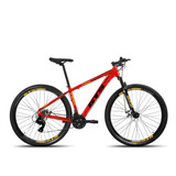 Bicicleta Aro 29 Cambios Shimano Gts Feel 21 A Disco Cor Vermelho/preto/amarelo Tamanho Do Quadro 19