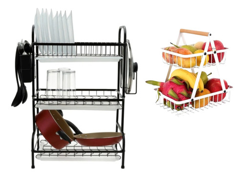 Organizador Escurridor De Platos + Frutero De Mesa