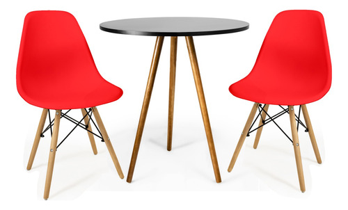 Mesa Eames Mdf Redonda 70cm Com 2 Cadeiras Estilo Vintage