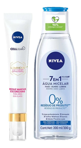 Kit Nivea Antiolheiras Luminous 630 E Agual Micelar 7 Em 1