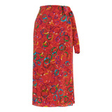 Falda Para Mujer Falda Roja Larga Estampada Elegante De Nuev