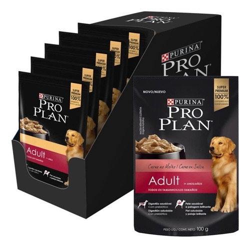 Purina Pro Plan Pouch Adult Dog Carne En Salsa 100gr X 15 Un