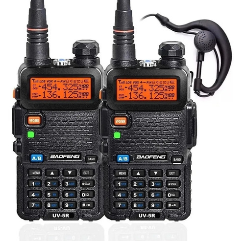Kit 2 Rádio Comunicador Dual Band Uhf Vhf Uv-5r Fm Fone Ptt