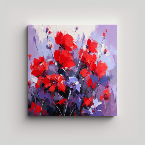 50x50cm Cuadro Floral En Lienzo - Decocuadros Bastidor Mader