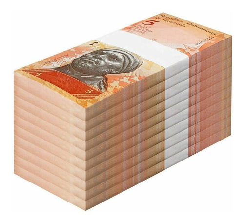 Bloque 10 Fajos 1000 Billetes 5 Bolivares Venezuela