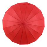Paraguas Reforzado Antivientos Las Oreiro C/ Botón Apertura Color Rojo Diseño De La Tela Lunares
