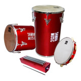 Kit P/ Samba Music Rebolo, Repique, Reco-reco, Pandeiro  Red