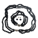 Collarde Perlas Natural Negra C-brazalete.aretes.