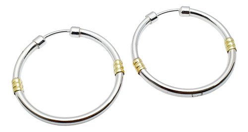 Aros Plata Y Oro 26mm Cubanos Argollas Resistentes Gtia A3c