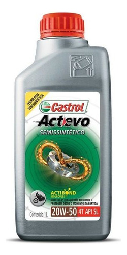 Aceite Para Motor Castrol Semi-sintético 20w-50 Para Motos Y Cuatriciclos De 1 Unidad