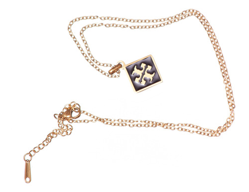 Collar Tory Burch Negro Y Dorado Cadena Y Dije 