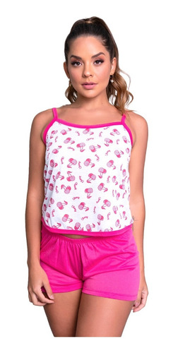 Pijama Curto Adulto Feminino Blusinha Alça Short Curto