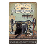 Placa De Metal Para Pared Con Diseño De Gato Negro, Estilo.