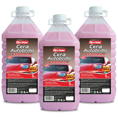 Cera Autobrillo Revigal 3 Bidones X 5 L. Kit Uso Profesional