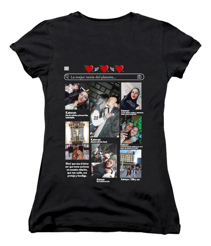 Camiseta Negra Para Parejas Personalizada Todas Las Tallas