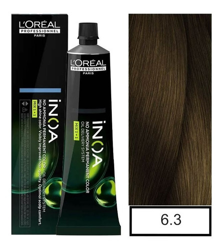 Tintura Permanente Sin Amoníaco Loreal Inoa 6.3