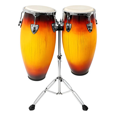 Set de Congas Profesionales 11” y 12” Pulgadas con Soportes Metálicos Resistentes, Cabezal Parches de Piel Natural de Alta Calidad, Sonido Auténtico para Ensayos, Conciertos y Estudio Musical | Meses sin interés