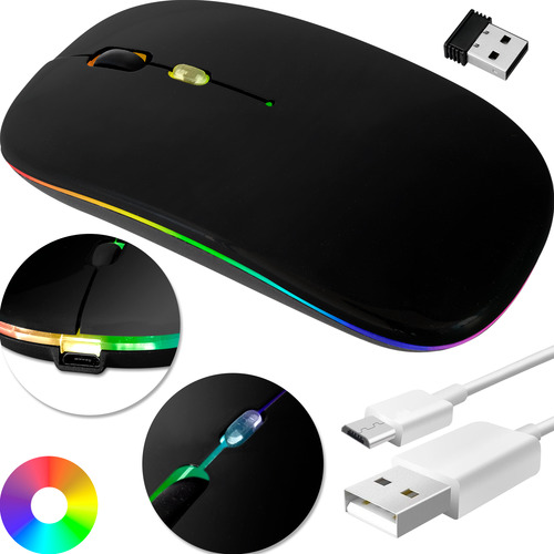 Mouse Sem Fio Bluetooth Wireless Usb Recarregável Ergonômico