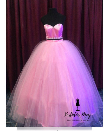 Vestido De 15 Años 3 Piezas - Top Brilloso - Enagua Incluida