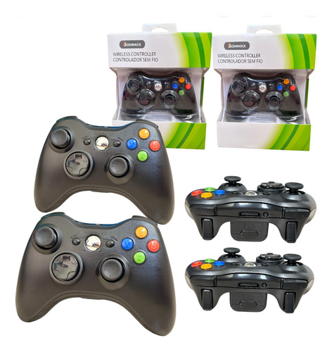 Kit C/ 2 Controles Para Xbox 360 Sem Fio Wireless Joystick