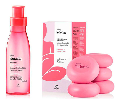 Kit Body Splash Frambuesa Y Pimienta Rosa + 5 Jabones Natura