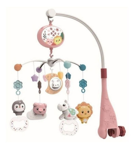 Mobile Com Projetor Infantil Turminha Animal Baby Style Rosa