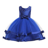 Vestidos Formal Para Niña Para Fiestas Azul Tallas 6m-9t