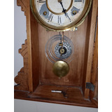 Antiguo Reloj De Pared Waterbury Con Pendulo