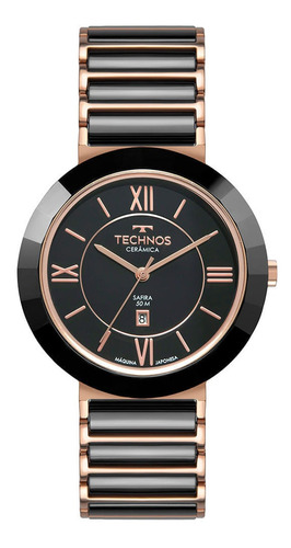 Relógio Technos Cerâmica Feminino Preto Rosê 2015bbv/9p