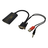 Kit 5 Adaptador Conversor Vga+áudio Macho Hdmi Fêmea Au 11