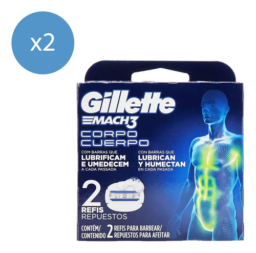 Pack Repuestos Gillette Mach3 Cuerpo 2 U