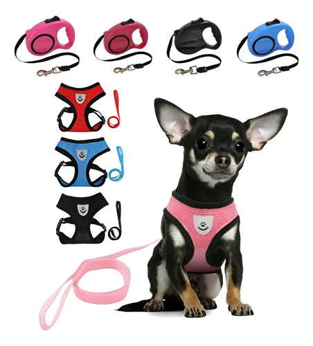 Chaleco Para Perros Y Gatos, Collar De Pecho Y Guía Retrácti