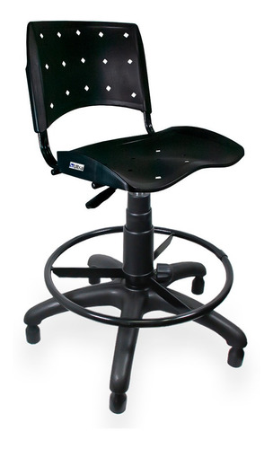 Cadeira Caixa Alta Plástica Secretária Preta Ergoplax