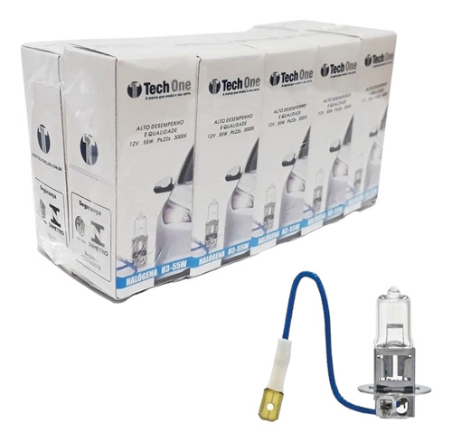 Kit 10 Lâmpadas H3 4300k Halogena 12v 55w