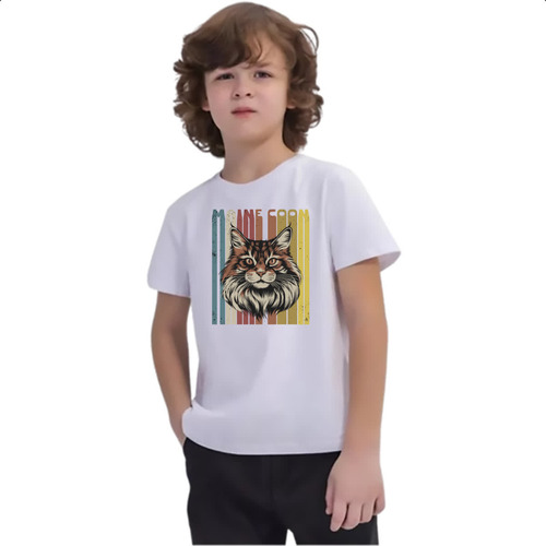 Camiseta Infantil Maine Coon Retro Vintage