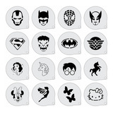 Stencil Personagens Infantis 7cm Kit 16 Moldes 