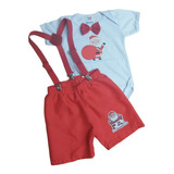 Conjunto Infantil Masculino Roupa Festa De Natal Papai Noel