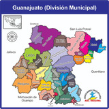 Mapa De Guanajuato En Lona A Color 1 X 1 Lavable