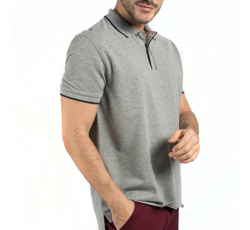 Chomba Hombre Oxford Polo Club Pique Mc Moon Gris Me Pre