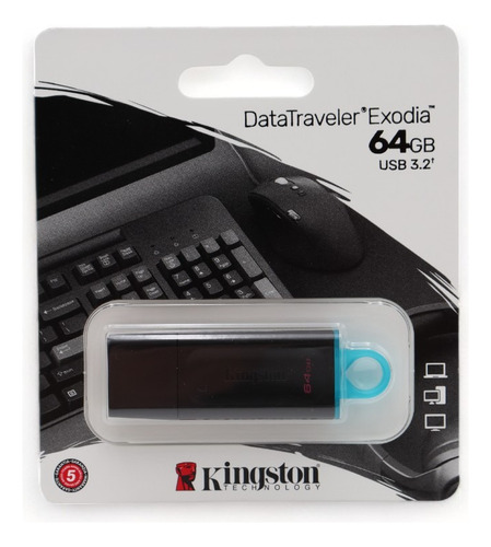 Memoria Usb Kingston Datatraveler Exodia 64gb Usb 3.2 Negro