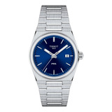 Reloj Tissot Prx 35mm T1372101104100 Color De La Malla Acero Color Del Bisel Plateado Color Del Fondo Azul