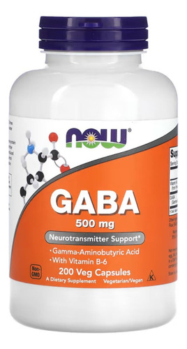 Now Foods Gaba 500mg 200 Cápsulas