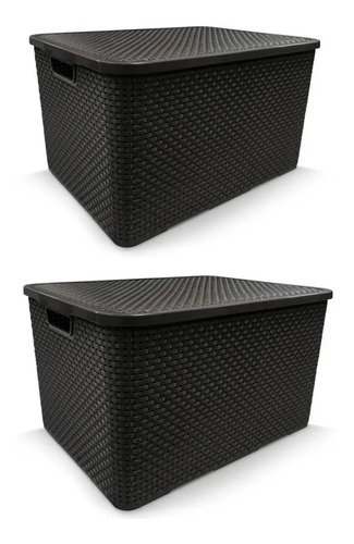 Kit 2 Caixas/cesto Organizador Rattan - 20l - Promoção