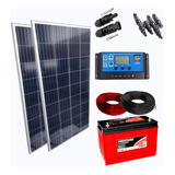 Kit 2 Placa Solar 155w Controlador 30a Bateria 115ah Cabos