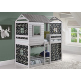 Donco Kids Deer Blind Cabin Twin Over Twin Rustic Grey Liter