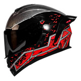 Casco Batman Zero Rojo Abatible Con Led Certificado Dot