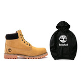 Kit Timberland Bota Coturno Couro Yellow Inch+ Moletom Capuz