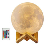Lampara Velador De Mesa Usb Recargable Esfera Luna 3d 