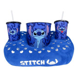 Kit Stitch Almofada Suede Balde Pipoca Copos Oficial Disney