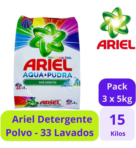 Ariel Detergente En Polvo Para Ropa Aqua - 3x5kg